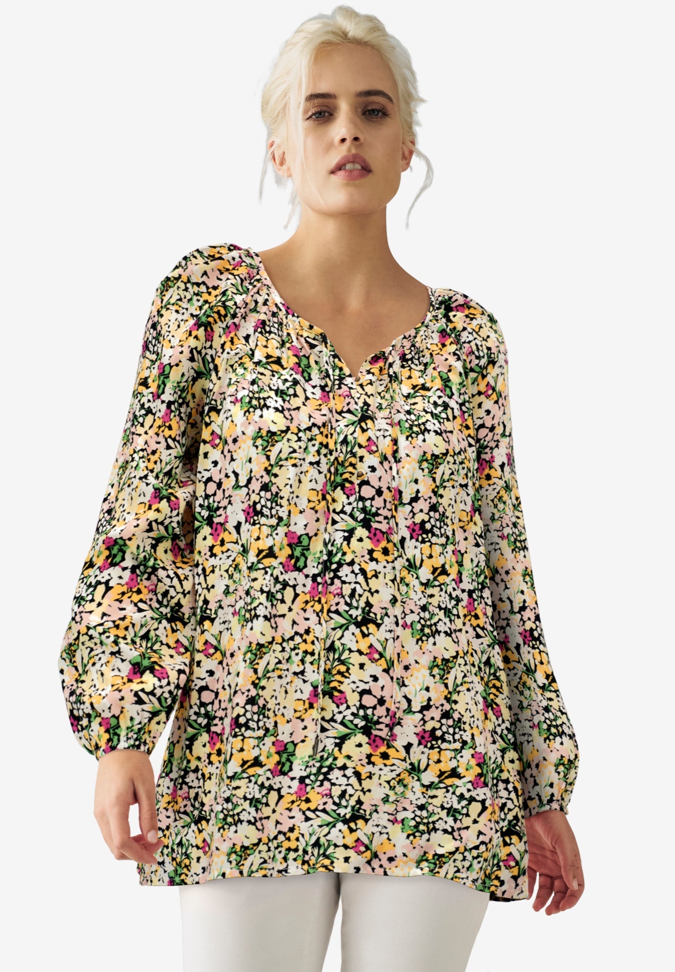 Tie Neck Peasant Tunic image number 0