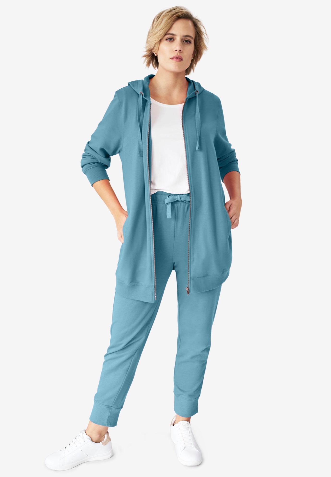 French Terry Drawstring Elastic Waistband Jogger image number 0