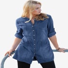 Snap Front Denim Tunic image number null