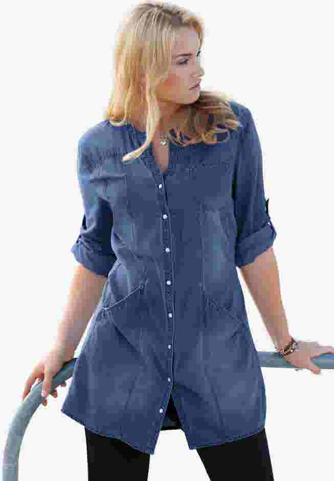 Snap Front Denim Tunic image number 0