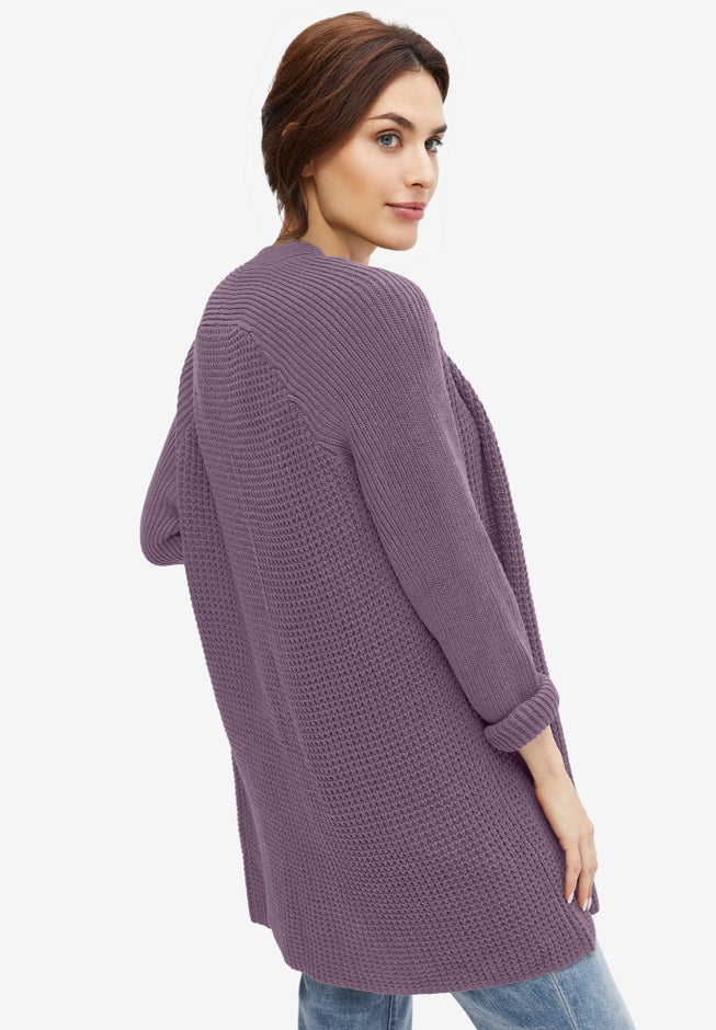 Open Front Waffle Cardigan image number 1