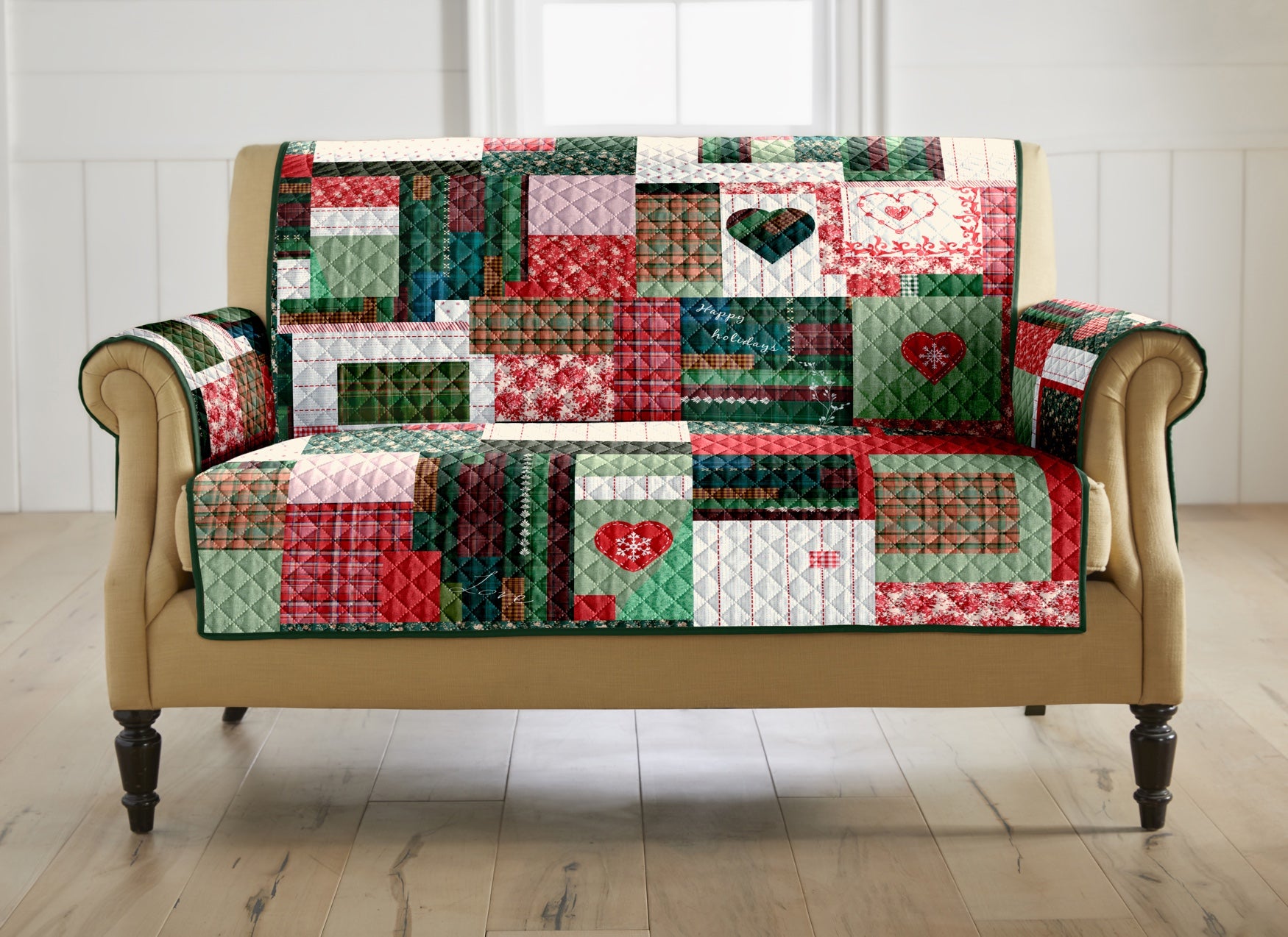 Holiday Patchwork Loveseat Protector image number 0