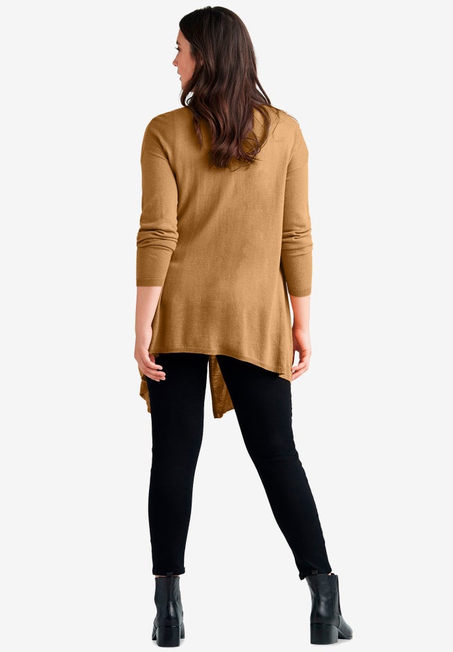 Draped Open Front Cardigan image number 1