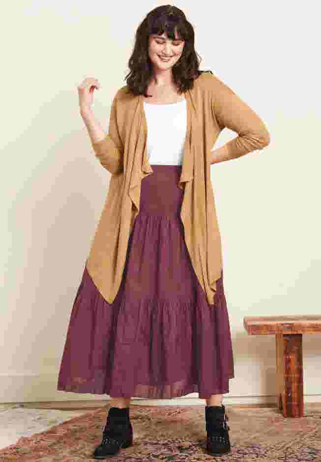 Draped Open Front Cardigan image number 2