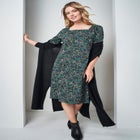 Stretch Cotton Square Neck Midi Dress image number null