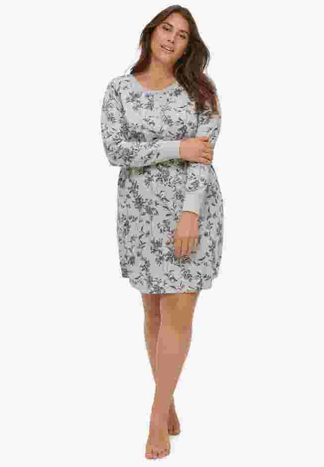 Long Sleeve Henley Sleepshirt image number 0