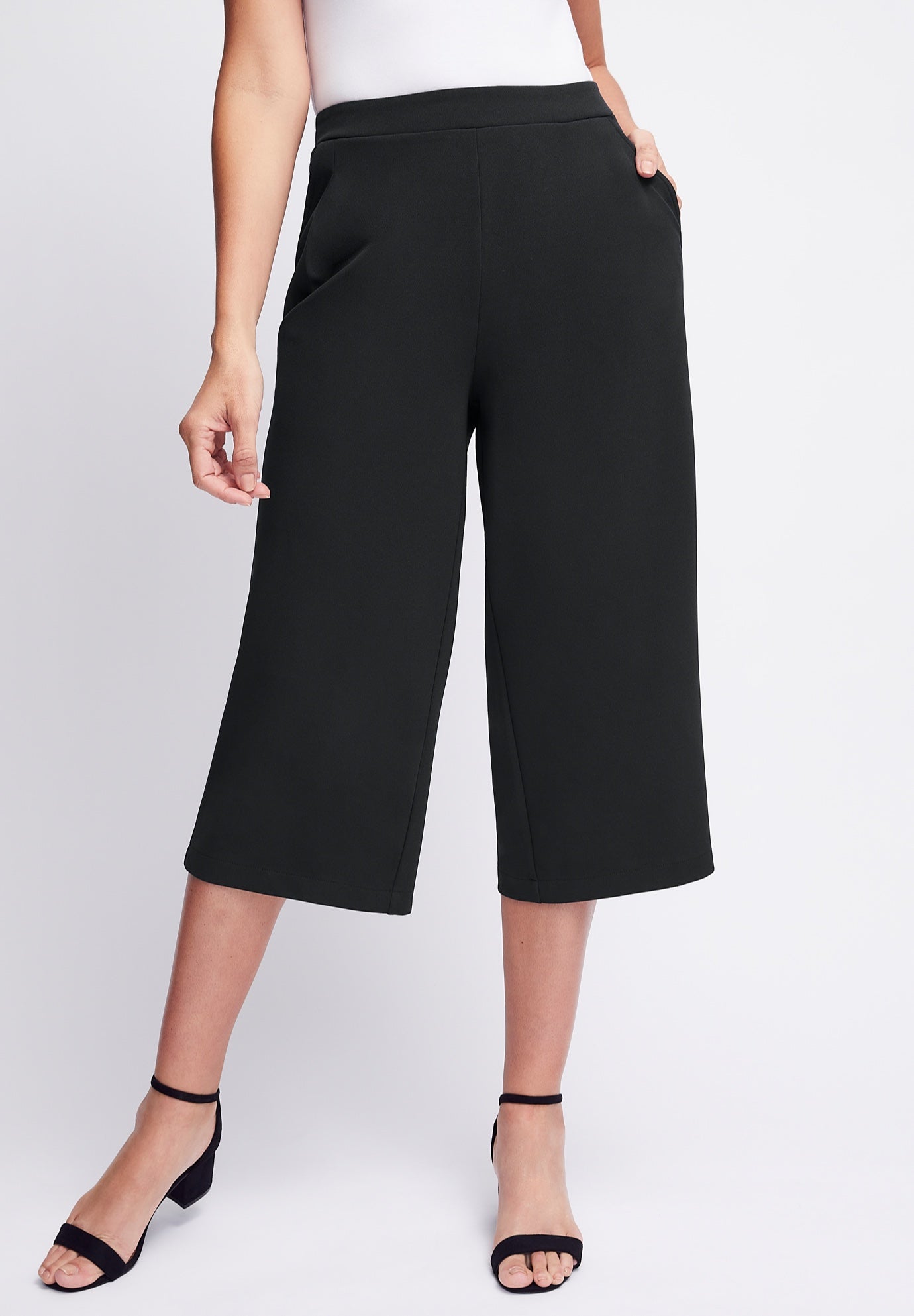 Wide-Leg Crop Crepe Pants image number 0