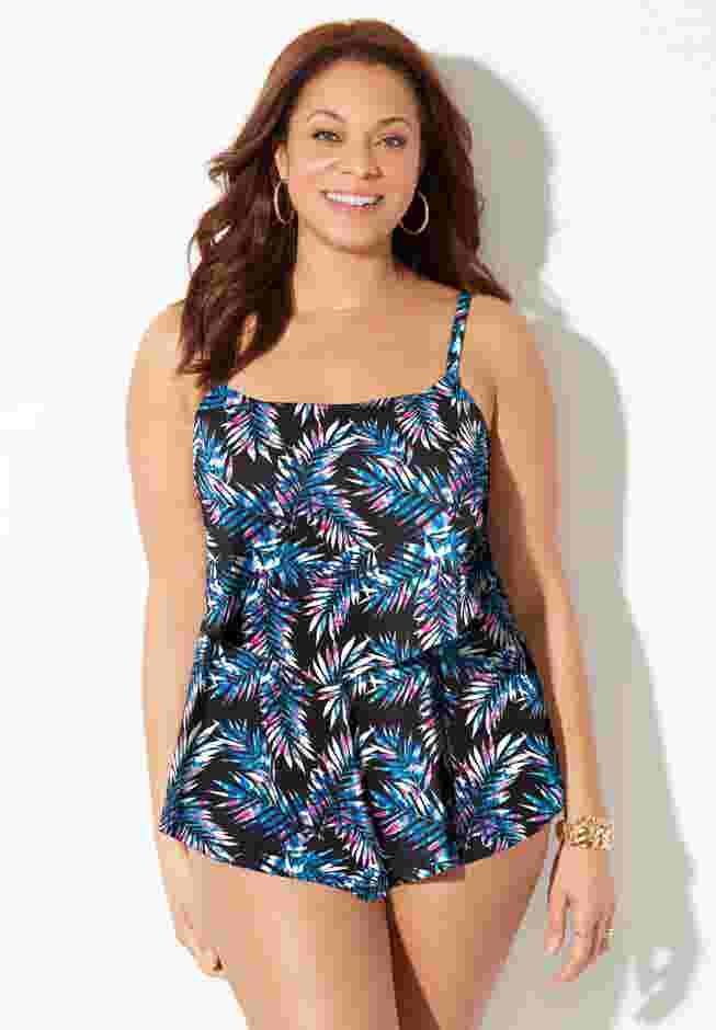 Longer Length Tiered Tankini Top image number 0