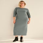 Cotton Spandex Jersey Three-Quarter Sleeve Scoopneck Maxi Dress image number 0