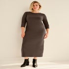 Cotton Spandex Jersey Three-Quarter Sleeve Scoopneck Maxi Dress image number 0