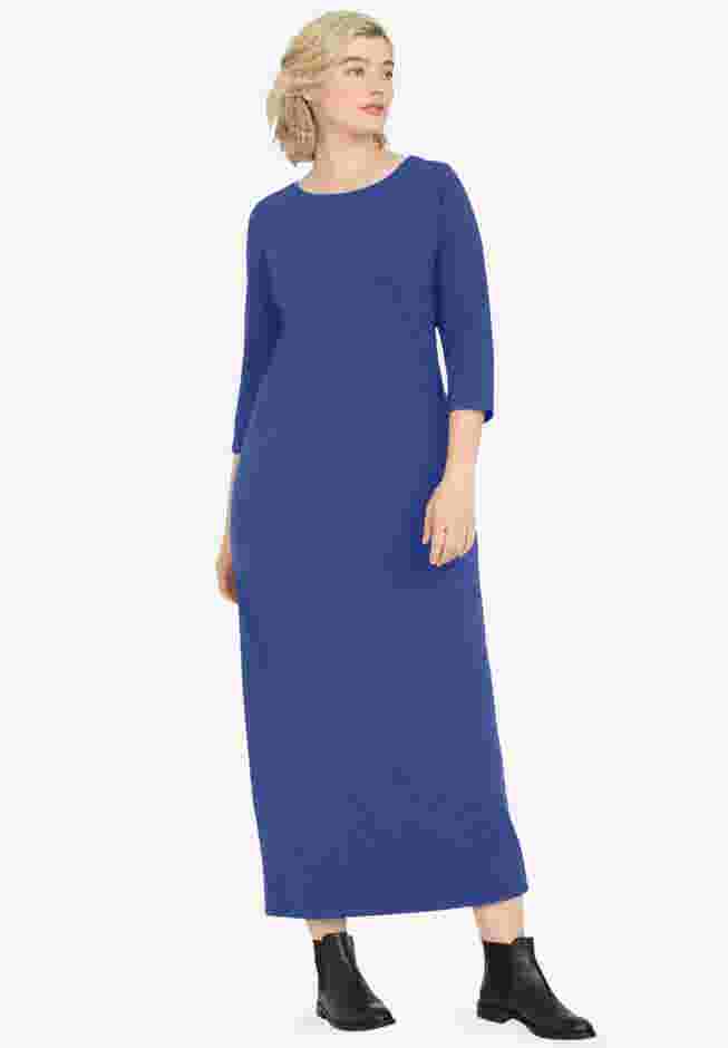 Three-Quarter Sleeve Knit Maxi Dress image number 0