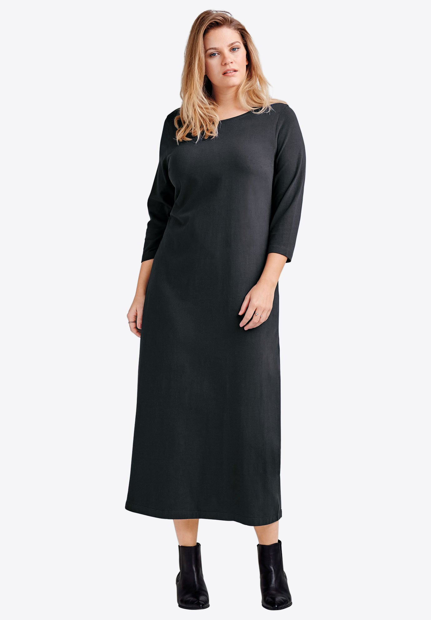 Three-Quarter Sleeve Knit Maxi Dress image number 0