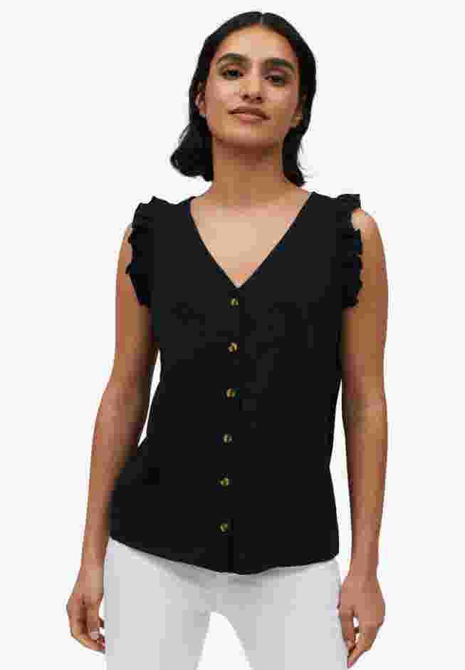 Button-Front Ruffle Sleeve Tank image number 0