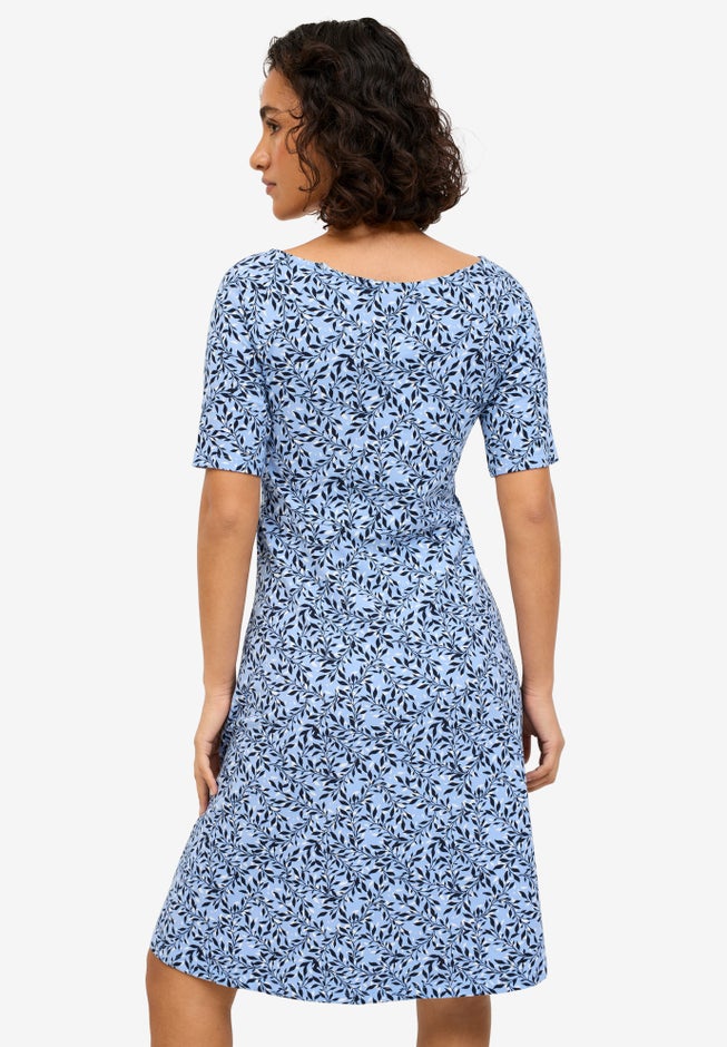 Short Sleeve Fit & Flare Knit Dress image number 1