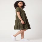 Cotton Spandex V-Neck Short Sleeve Tiered A-Line Dress image number 2
