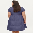 Cotton Spandex Scoop Neck Short Sleeve Tiered A Line Dress image number null