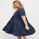 Cotton Spandex Scoop Neck Short Sleeve Tiered A Line Dress image number null