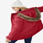 Faux Fur Trim Two-Way Zip-Front Mid-Length Parka image number null