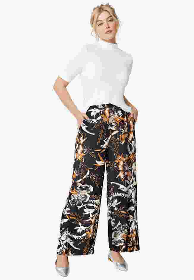 Wide-Leg Soft Pants with Back Elastic image number 0