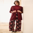 Wide-Leg Back Elastic Flat Front Soft Pants image number 0