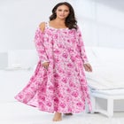 Long 2-Piece Cabbage-Rose Peignoir Set image number null