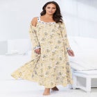 Long 2-Piece Cabbage-Rose Peignoir Set image number null