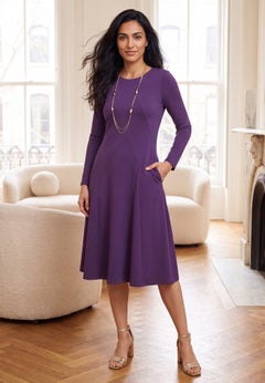 Long Sleeve Stretch Ponte Dress