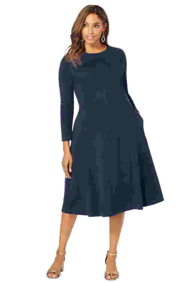 Long Sleeve Stretch Ponte Dress image number 0