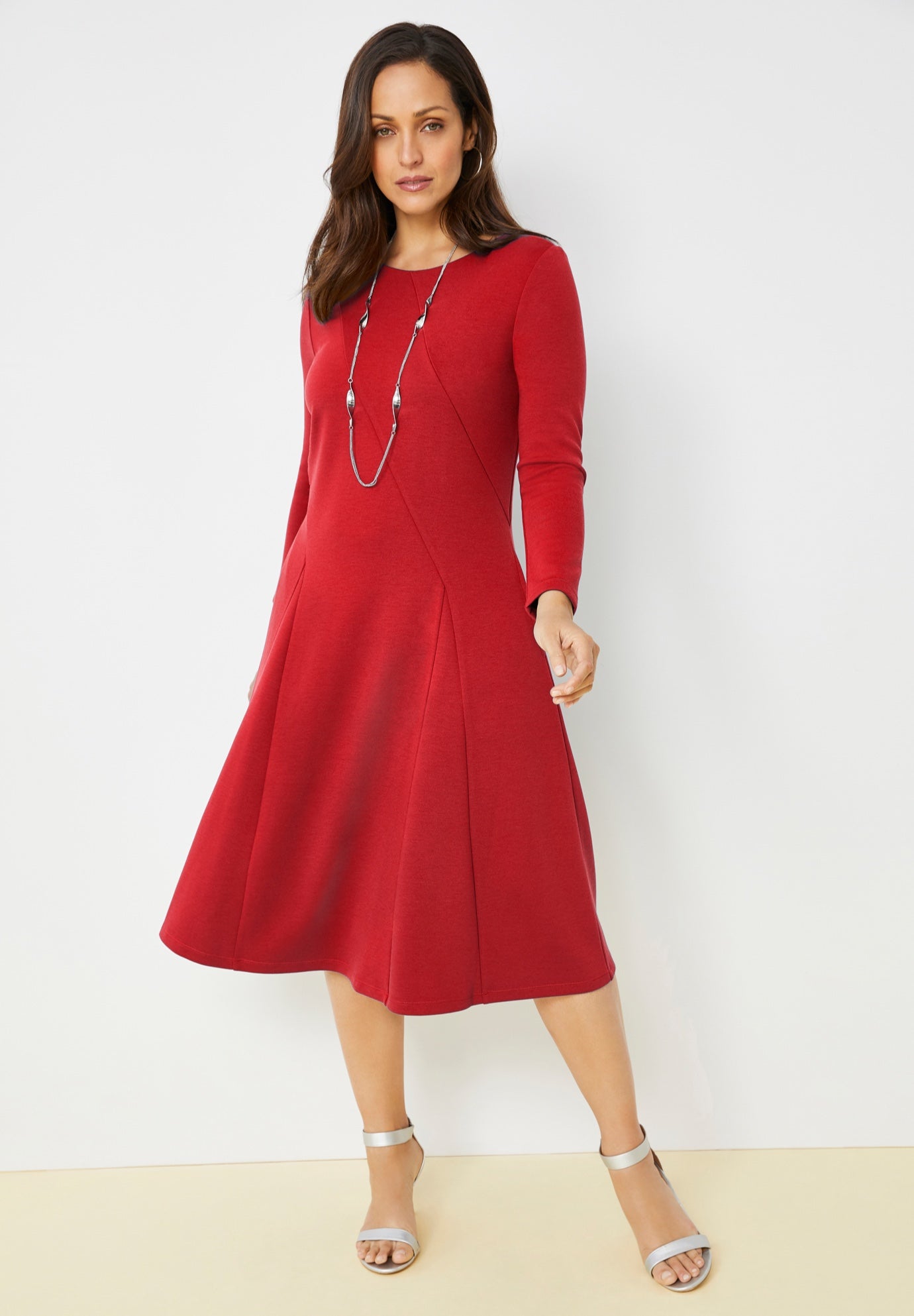 Long Sleeve Stretch Ponte Dress image number 0