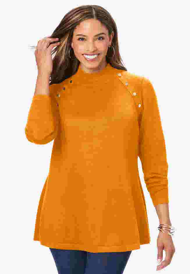 Gold Button Mockneck Sweater image number 0