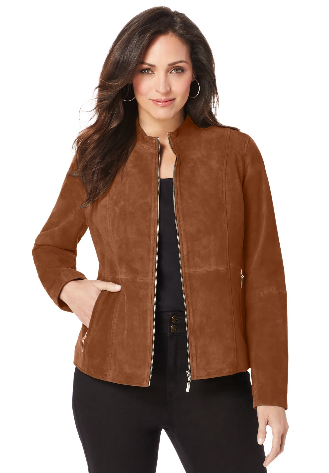 Suede Zip-Front Jacket image number 1