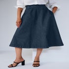 Comfort Waist Stretch Denim Swing Skirt image number null