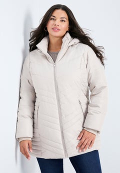 Triple Chevron Hooded Puffer Jacket