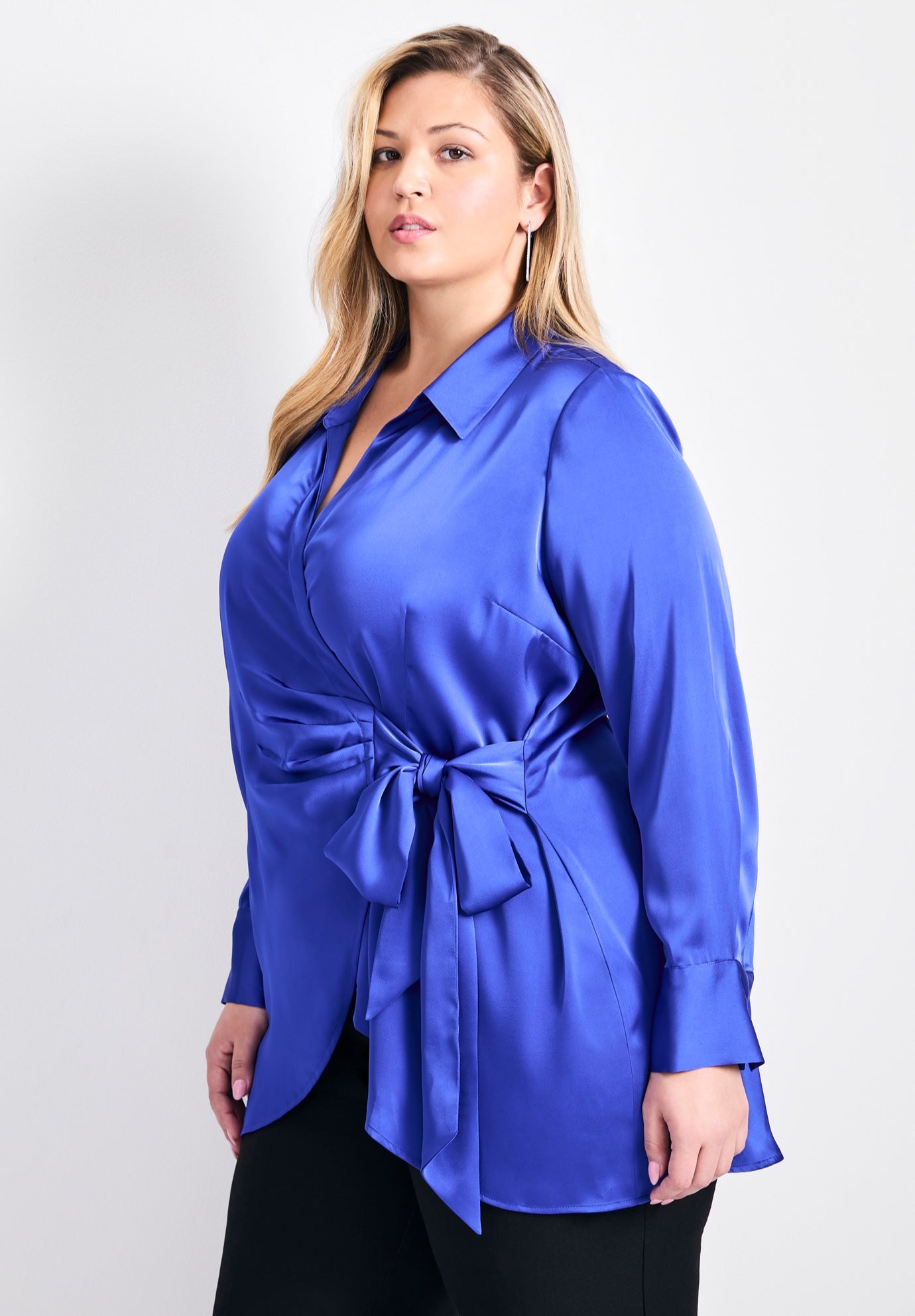 Goldi Satin Wrap Blouse image number 2