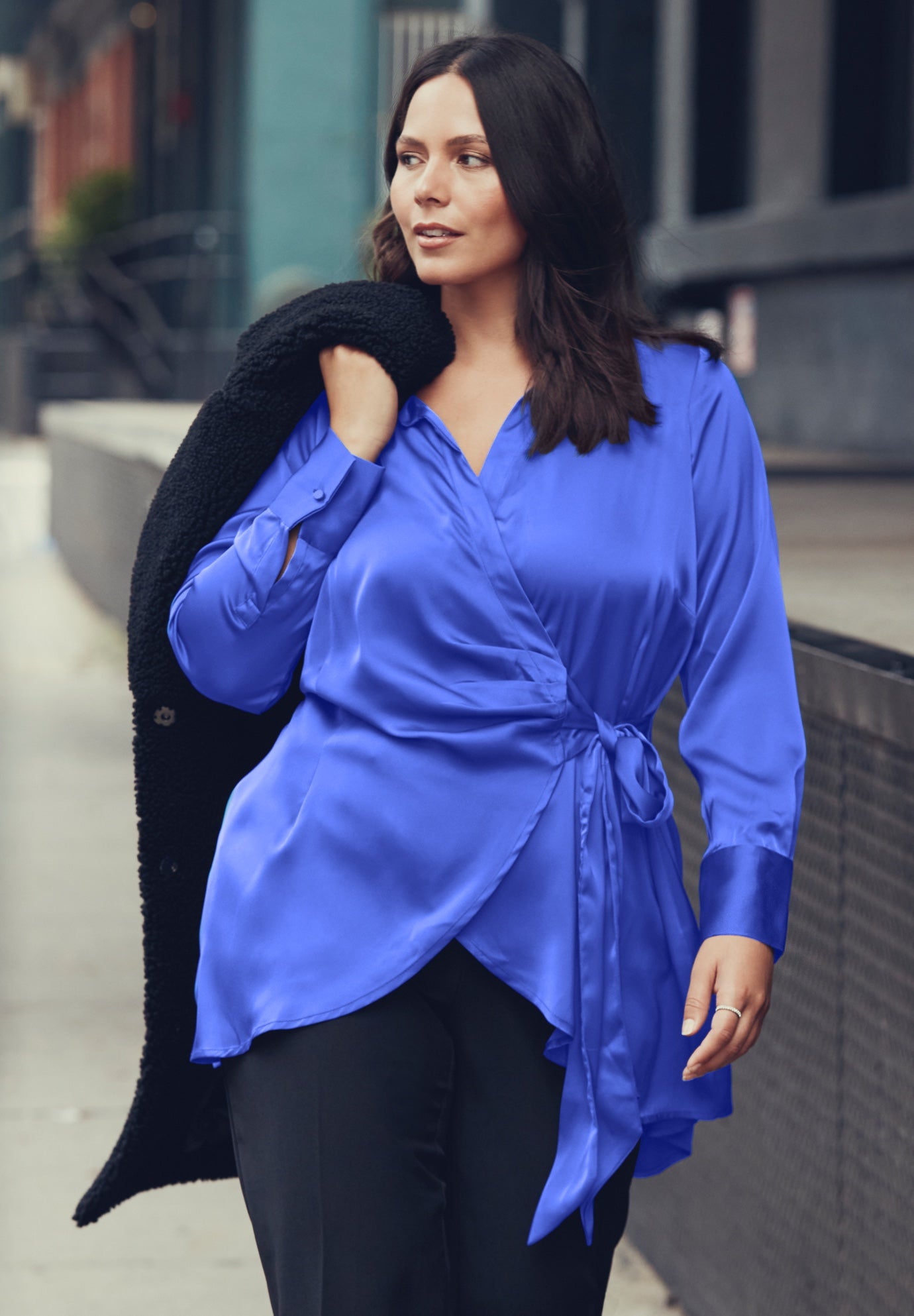 Goldi Satin Wrap Blouse image number 3