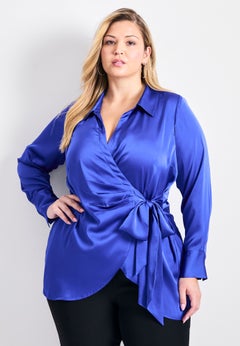 Goldi Satin Wrap Blouse