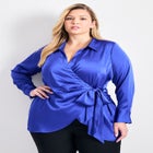 Goldi Satin Wrap Blouse image number 0