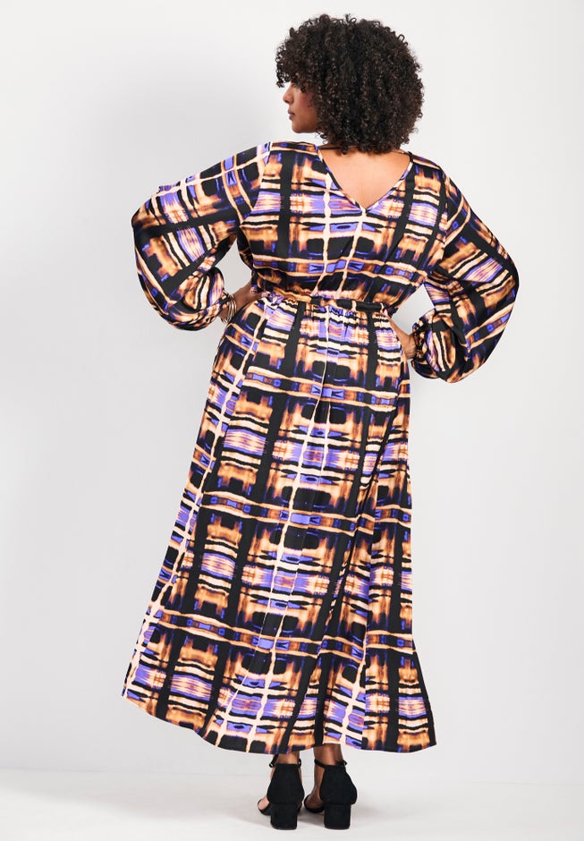 Goldi Satin Blouson Sleeve Maxi Dress image number 1