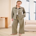 Adjustable Waist Button Front Jacket image number null