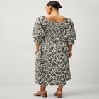 SMOCKED BODICE SQUARE NECK MIDI DRESS image number null