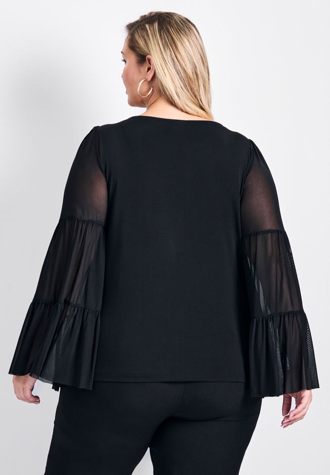 Mylo Mesh Bell Sleeve Top image number 1