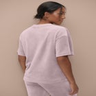 Stretch Velour Boat Neck Short Sleeve Tee image number null