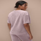 SHORT SLEEVE BOXY VELOUR LOUNGE TOP image number null