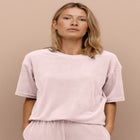 SHORT SLEEVE BOXY VELOUR LOUNGE TOP image number null