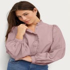 RUFFLE TRIM BUTTON FRONT BLOUSE image number null