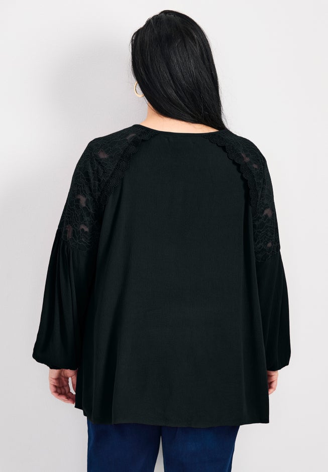 Marcie Lace Yoke Long Sleeve Top image number 1