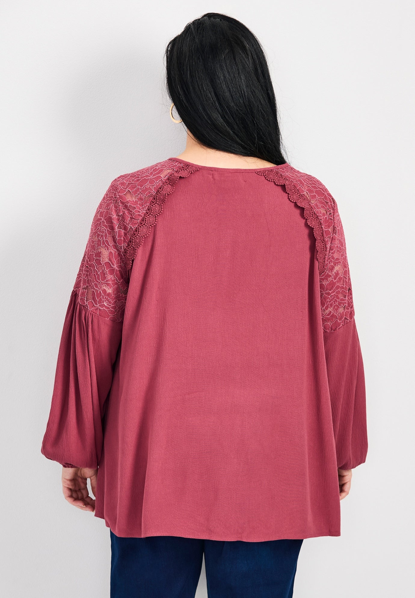 Marcie Lace Yoke Long Sleeve Top image number 1