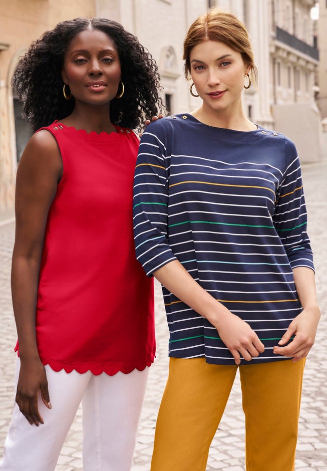 Stretch Cotton Boatneck Tunic image number 4