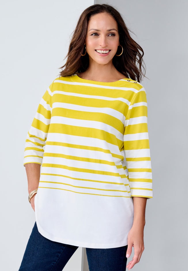 Stretch Cotton Boatneck Tunic image number 5