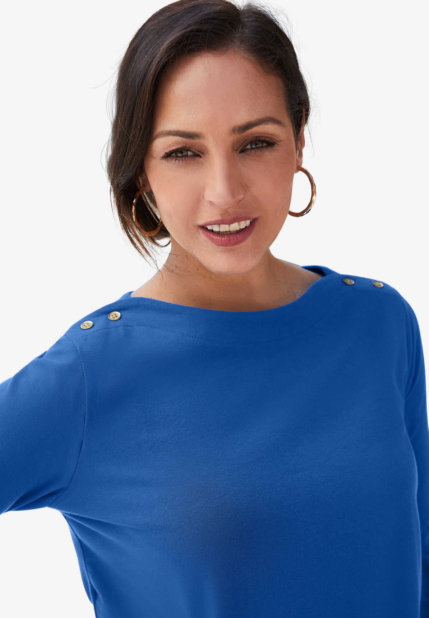 Stretch Cotton Boatneck Tunic image number 1